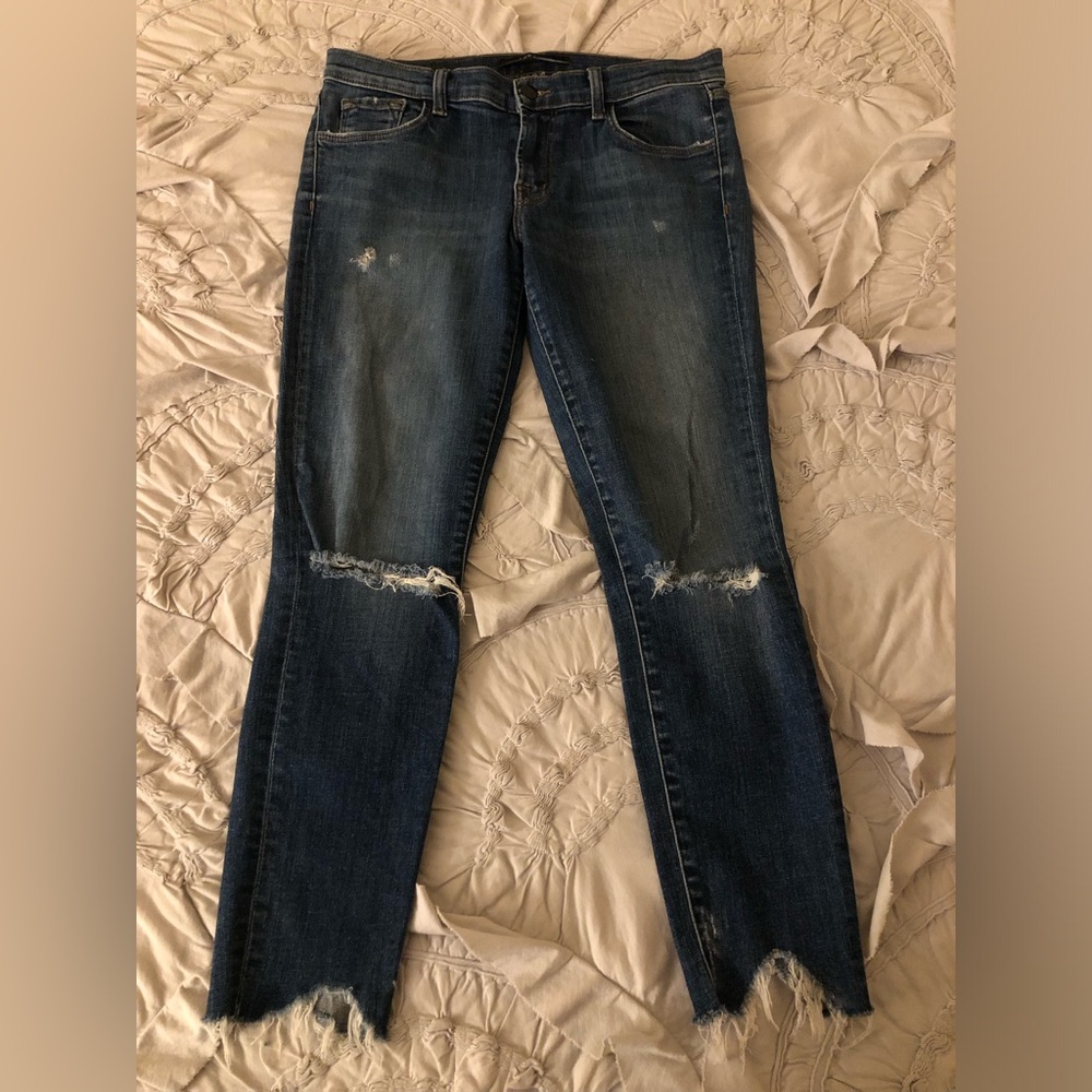 J Brand Revoke Destruct Low Rise Crop Skinny Denim